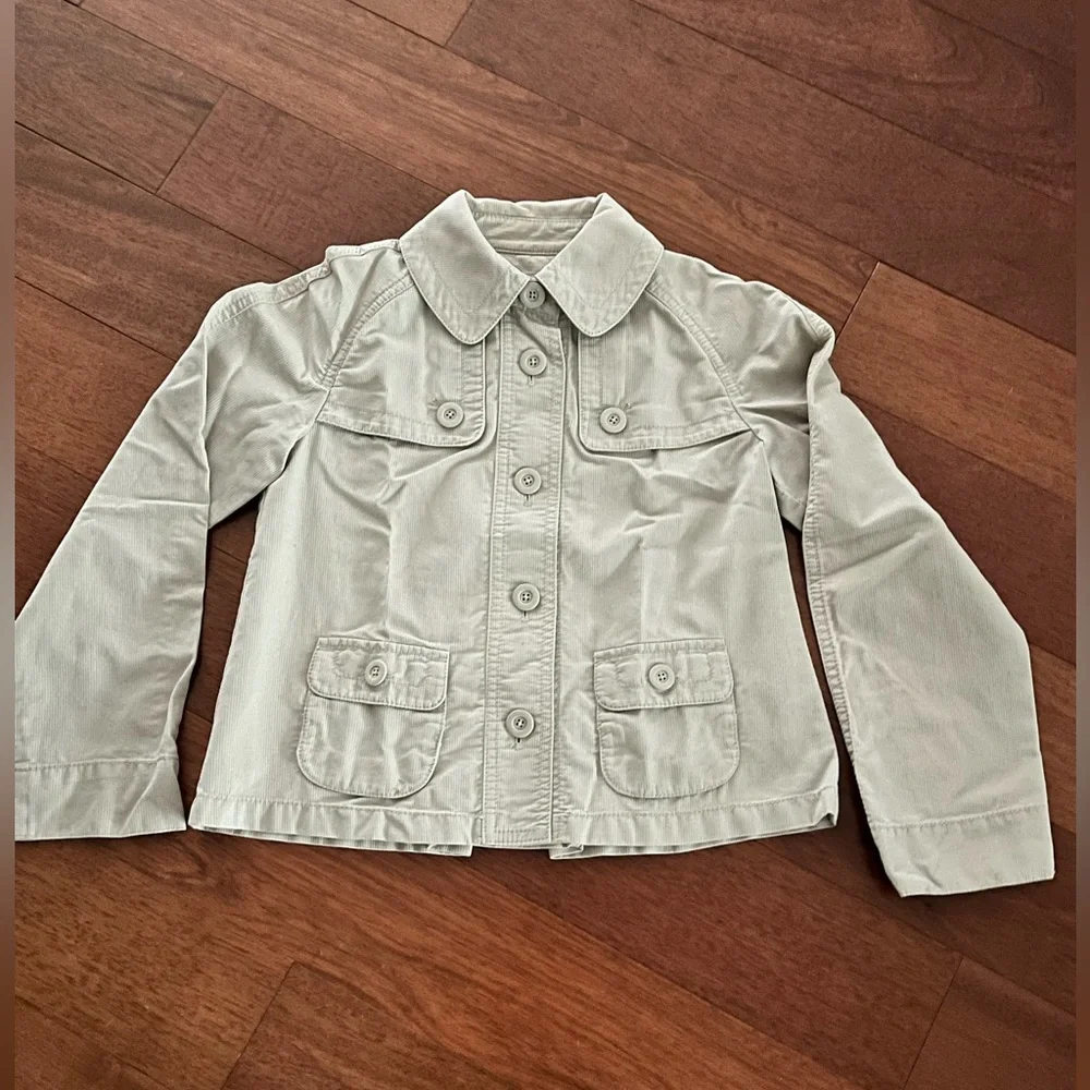 Ann Taylor LOFT  Jacket Blazer Ribbed Cotton Buttons XS Pockets Beige